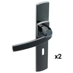 VACHETTE Béquille Double Artis - Zamak - Grande Plaque - Clé En L - Diamant Noir - Chrome