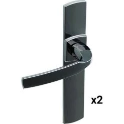 VACHETTE Béquille Double Artis - Zamak - Grande Plaque - Bec-de-canne - Diamant Noir - Chrome