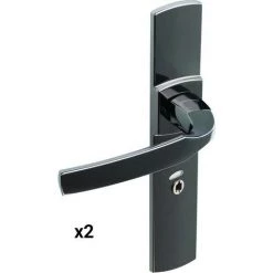 VACHETTE Béquille Double Artis - Zamak - Grande Plaque - A Condamnation - Avec Voyant - Diamant Noir - Chrome