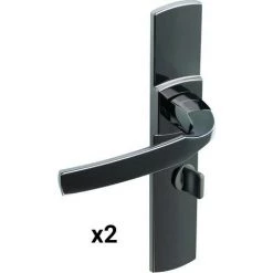 VACHETTE Béquille Double Artis - Zamak - Grande Plaque - A Condamnation - Sans Voyant - Diamant Noir - Chrome