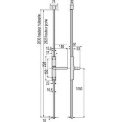 VACHETTE Crémone Pompier Type ST 742 CFPF Pour Porte Coupe Feu à Poignée Rotative Sans Tringle Coloris Gris - Aluminium -E-boutique VACHETTE 18992767 3