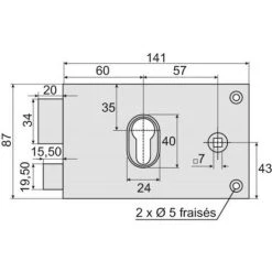 VACHETTE Serrure En Applique Horizontale à Fouillot - Pêne Dormant Et Demi-tour - A Cylindre Européen - 7416 Main Droite -E-boutique VACHETTE 18993423 3