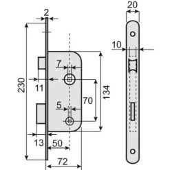VACHETTE Serrure à Larder Pêne Demi-tour Et Pêne Dormant à Condamnation Axe 50 Mm Main Droite - Têtière Bouts Ronds -D13 Bte 25 -E-boutique VACHETTE 18993631 3