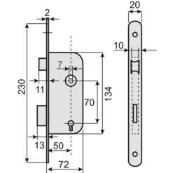 VACHETTE Serrure à Larder Pêne Dormant Et Demi-tour Axe 50 Mm Main Droite - Têtière Bouts Ronds - D15 Bte 25 -E-boutique VACHETTE 18993637 3