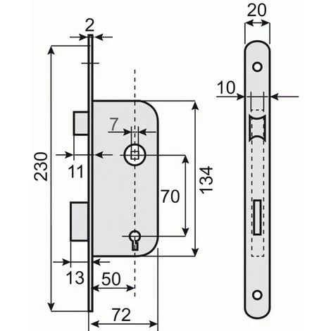 VACHETTE Serrure à Larder Pêne Dormant Et Demi-tour Axe 40 Mm Main Droite - Têtière Bouts Ronds - D15 Bte 25 2 VACHETTE Serrure à Larder Pêne Dormant Et Demi-tour Axe 40 Mm Main Droite - Têtière Bouts Ronds - D15 Bte 25 – Image 2