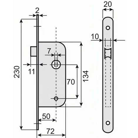 VACHETTE Serrure à Larder Pêne Demi-tour Axe 40 Mm Droite - Têtière Bouts Ronds - D12 Bte 25 2 VACHETTE Serrure à Larder Pêne Demi-tour Axe 40 Mm Droite - Têtière Bouts Ronds - D12 Bte 25 – Image 2