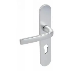 VACHETTE Béquille Double Sur Plaque Entraxe 195 Mm Ligne Logio Aluminium Anodisé Argent Condamnation à Voyant