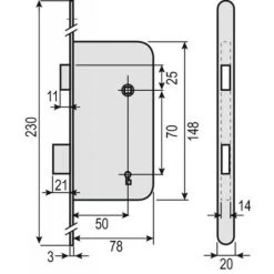 VACHETTE Serrure à Larder D 451 Pêne Dormant Et Demi Tour Têtière Acier Axe à 50 Mm -E-boutique VACHETTE 18994605 3