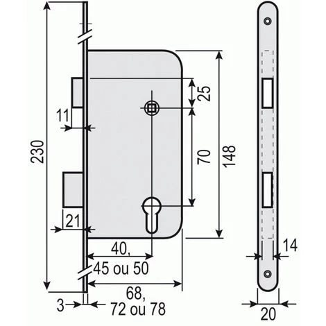 VACHETTE Serrure à Larder D 455 à Cylindre Européen Têtière Inox Axe à 50 Mm 2 VACHETTE Serrure à Larder D 455 à Cylindre Européen Têtière Inox Axe à 50 Mm – Image 2