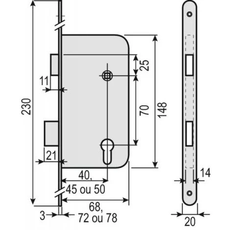 VACHETTE Serrure à Larder D 455 à Cylindre Européen Têtière Inox Axe à 50 Mm 3 VACHETTE Serrure à Larder D 455 à Cylindre Européen Têtière Inox Axe à 50 Mm – Image 3