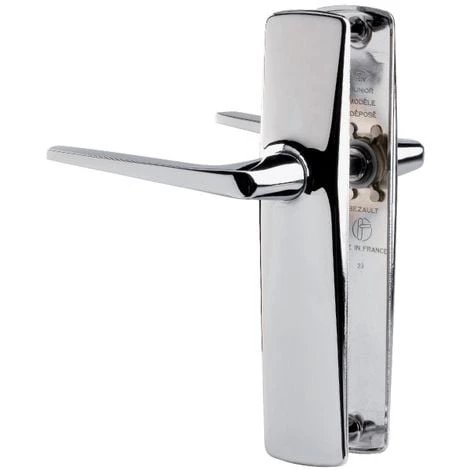 Poignée De Porte Sur Plaque Chromé - Bec De Cane - Riv Junior - Vachette 1 Poignée De Porte Sur Plaque Chromé - Bec De Cane - Riv Junior - Vachette