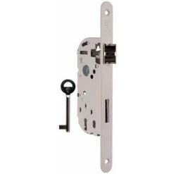 Serrure à Larder Zinguée Blanche Droite à Fouillot - Clé L - Axe à 40 Mm - Série D20 - Vachette