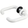 Poignée De Porte Sur Rosace Ronde Blanche - Bec De Cane - Arcolor 232 - Vachette