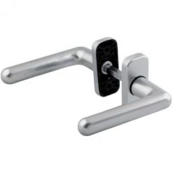 Poignée De Porte Sur Rosace Rectangulaire Argent - Bec De Cane - Golf - Vachette