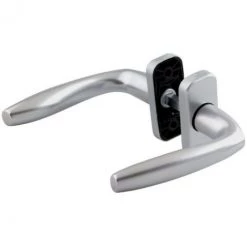 Poignée De Porte Sur Rosace Rectangulaire Argent - Bec De Cane - Orca - Vachette