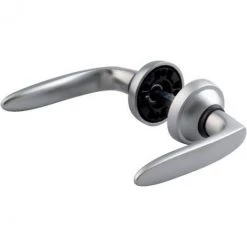 Poignée De Porte Sur Rosace Ronde Chromée Velours - Bec De Cane - Jazz - Vachette