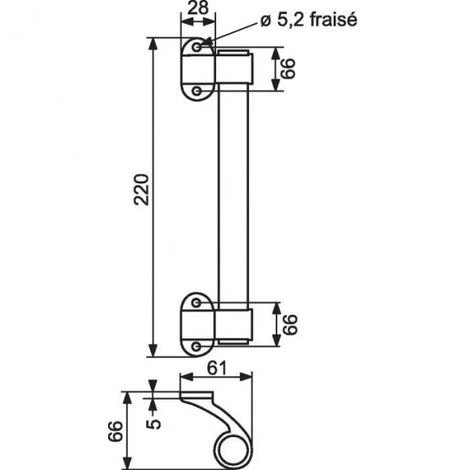 Poignée De Tirage Coudée Aluminium - Ø 25 X 220 Mm - Type 502 - Vachette 2 Poignée De Tirage Coudée Aluminium - Ø 25 X 220 Mm - Type 502 - Vachette â Image 2