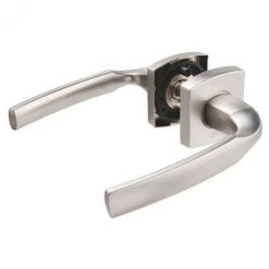 Poignée De Porte Sur Rosace Carré Chromé Velours - Bec De Cane - Artis - Vachette