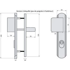 Poignée De Porte Blindée Universelle Vachette Version Palière Secumax UP Anodinox - Gris -E-boutique VACHETTE 22876249 3
