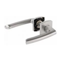 Ensemble Sur Rosace Scult Bezault - Chromé Velours - Bec De Canne - Vachette