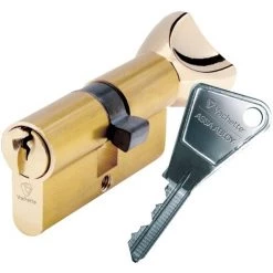 Cylindre De Sureté à Bouton V5 Vachette - Dimensions 30 X 30 Mm - Laiton Poli