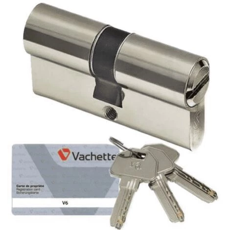 Cylindre De Serrure Nickelé V6, 30x40 Mm, 6 Goupilles, 4 Clés Réversibles Vachette 2 Cylindre De Serrure Nickelé V6, 30x40 Mm, 6 Goupilles, 4 Clés Réversibles Vachette – Image 2