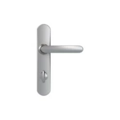 Poignées De Porte Avec Plaque De Condamnation, Entraxe 165 Mm, , Chromées Miroir Vachette