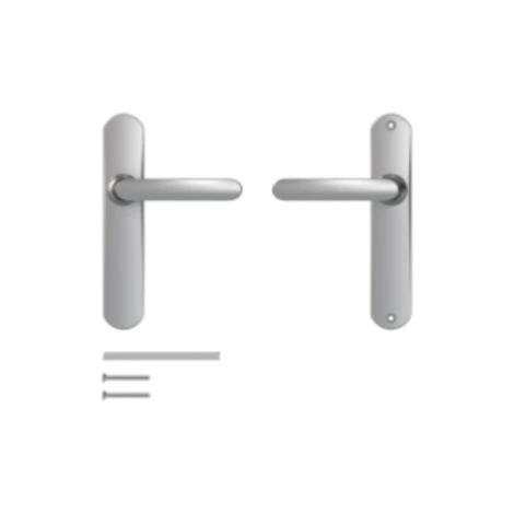 Poignées De Porte Avec Plaque, Entraxe 195 Mm, Bec De Canne, Chromées Miroir Vachette 2 Poignées De Porte Avec Plaque, Entraxe 195 Mm, Bec De Canne, Chromées Miroir Vachette – Image 2