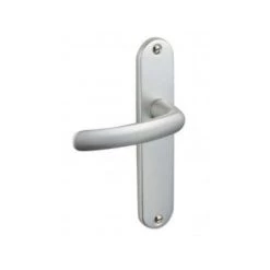 Poignées De Porte Budget Avec Plaque En Argent, Entraxe 165 Mm, Bec De Canne Vachette