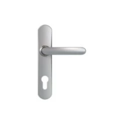 Poignées De Porte Avec Plaque, Entraxe 195 Mm, Clé I, Chromées Miroir Vachette