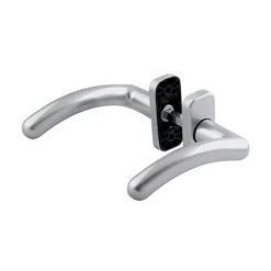 Béquille Double Sur Rosaces Rectangulaires Virgule Argent Vachette, Double, Rectangulaire