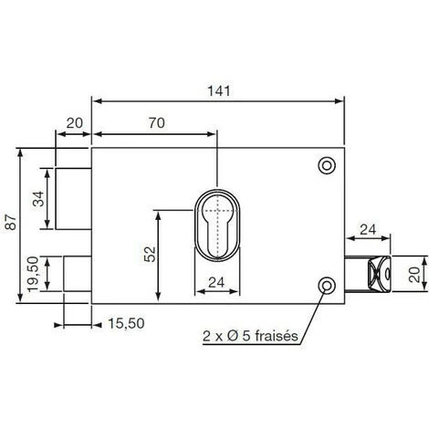 Serrure En Applique Horizontale à Cylindre à Tirage Vachette 7415 - Choisissez Vos Options: Gauche 2 Serrure En Applique Horizontale à Cylindre à Tirage Vachette 7415 - Choisissez Vos Options: Gauche – Image 2
