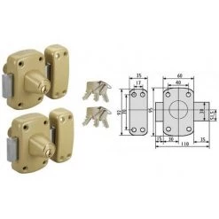 2 Verrous à Cylindre S'entrouvrant Cyclop Cyl 45 Mm VACHETTE